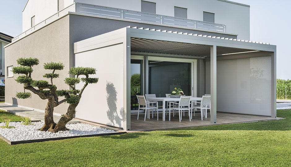 Pergola bioclimatique Gibus | Menuiserie Guichardan 5 Pergola Joy Gibus détail lames aluminium